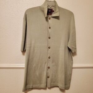 Byron Nelson Eleven Straight 100% Silk Short Sleeve button down Size XL